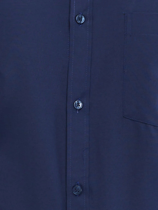 Park Avenue Blue Solid Slim Fit Cotton Blend Formal Shirt - Image 7