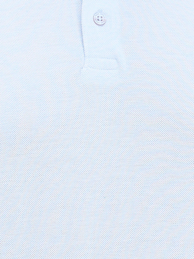 Park Avenue Blue Solid Slim Fit Half Sleeve Cotton Blend T-Shirt - Image 7