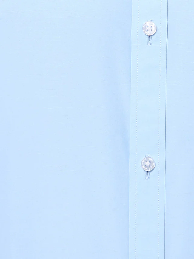 Park Avenue Blue Solid Slim Fit Polyester Blend Formal Shirt - Image 7