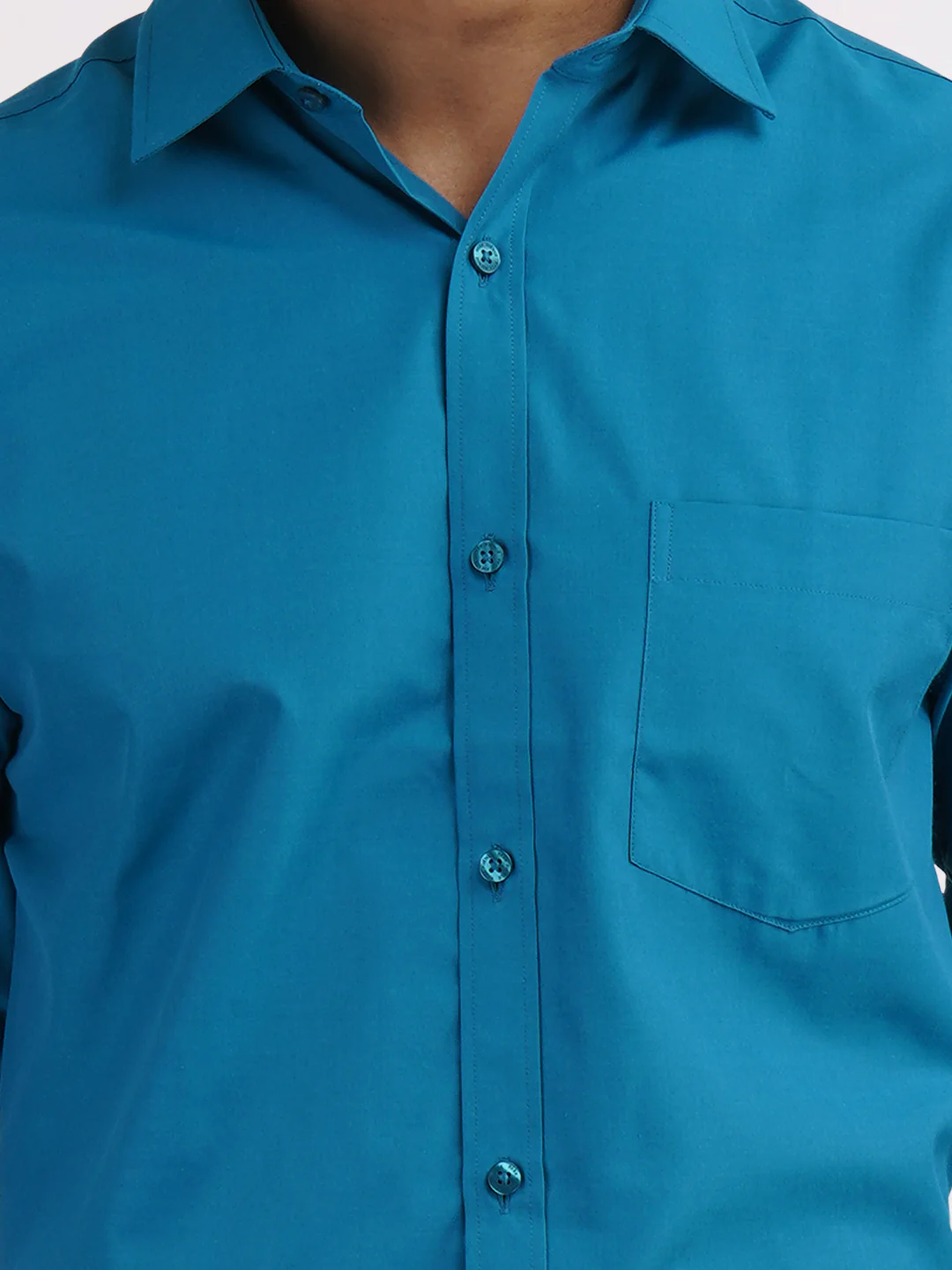 Park Avenue Blue Solid Slim Fit Polyester Blend Formal Shirt - Image 2
