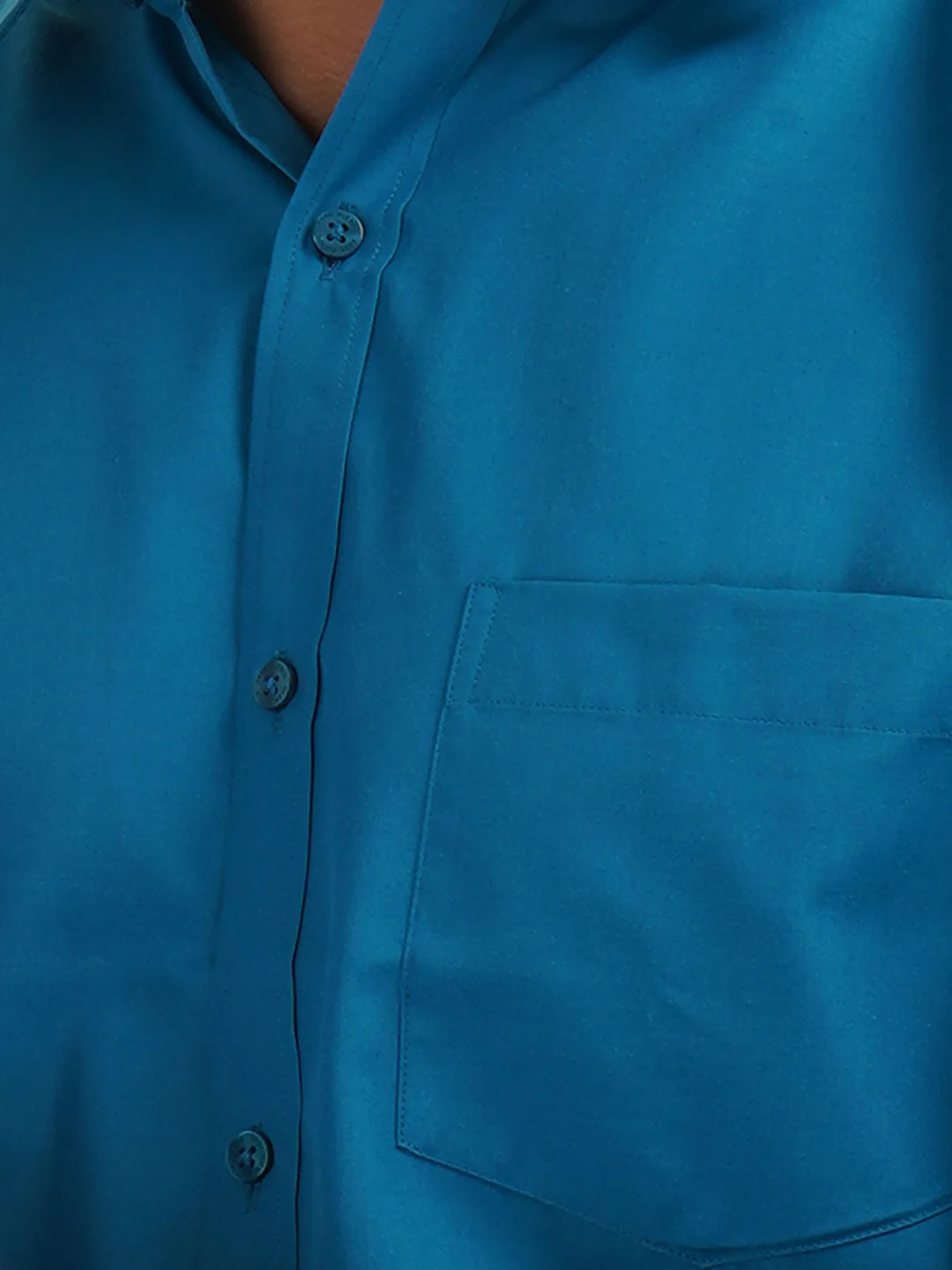 Park Avenue Blue Solid Slim Fit Polyester Blend Formal Shirt - Image 5