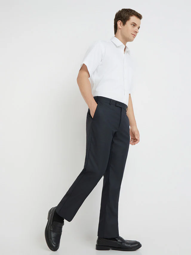 Park Avenue Blue Stripe Regular Fit Polyester Blend Trouser - Image 5