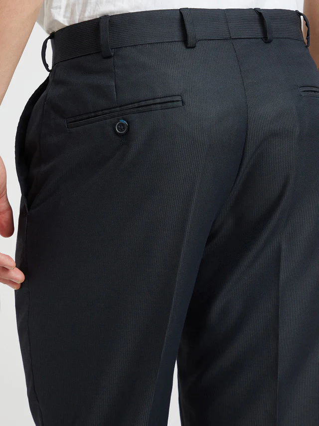 Park Avenue Blue Stripe Regular Fit Polyester Blend Trouser - Image 7