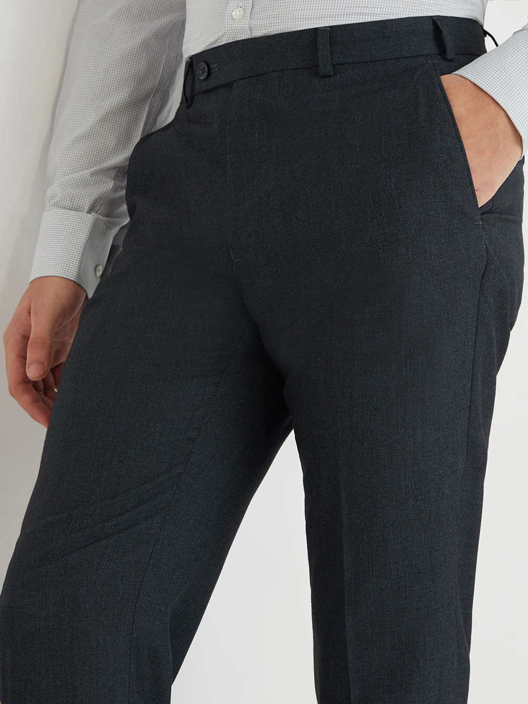 Park Avenue Blue Stripe Regular Fit Polyester Blend Trouser - Image 6
