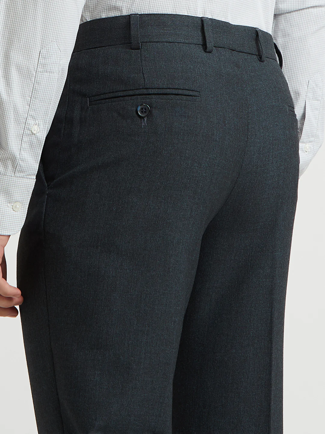 Park Avenue Blue Stripe Regular Fit Polyester Blend Trouser - Image 7
