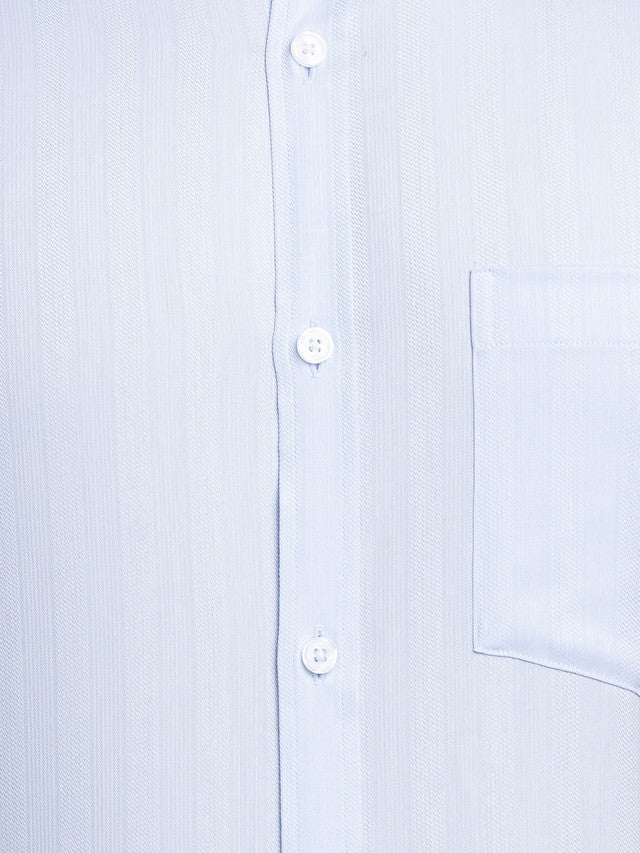 Park Avenue Blue Stripe Slim Fit Cotton Formal Shirt - Image 7