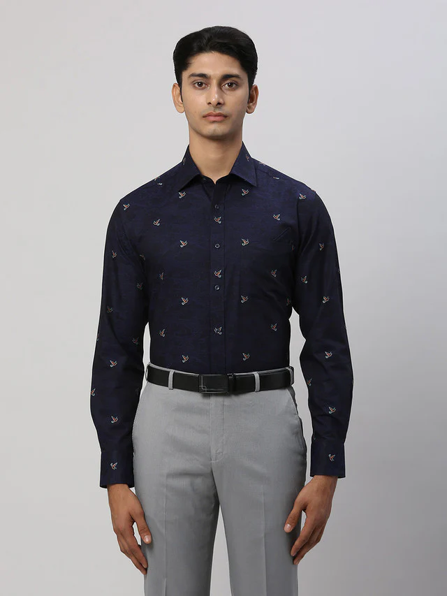 Park Avenue Blue Structure Luxus Fit Cotton Formal Shirt