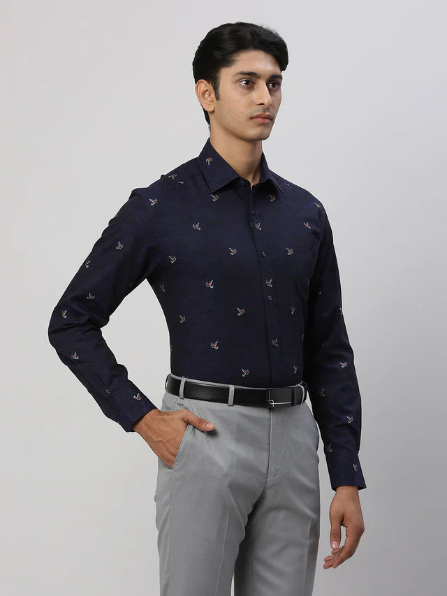 Park Avenue Blue Structure Luxus Fit Cotton Formal Shirt - Image 2