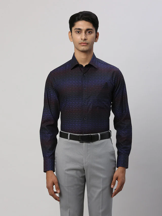 Park Avenue Blue Structure Luxus Fit Cotton Formal Shirt