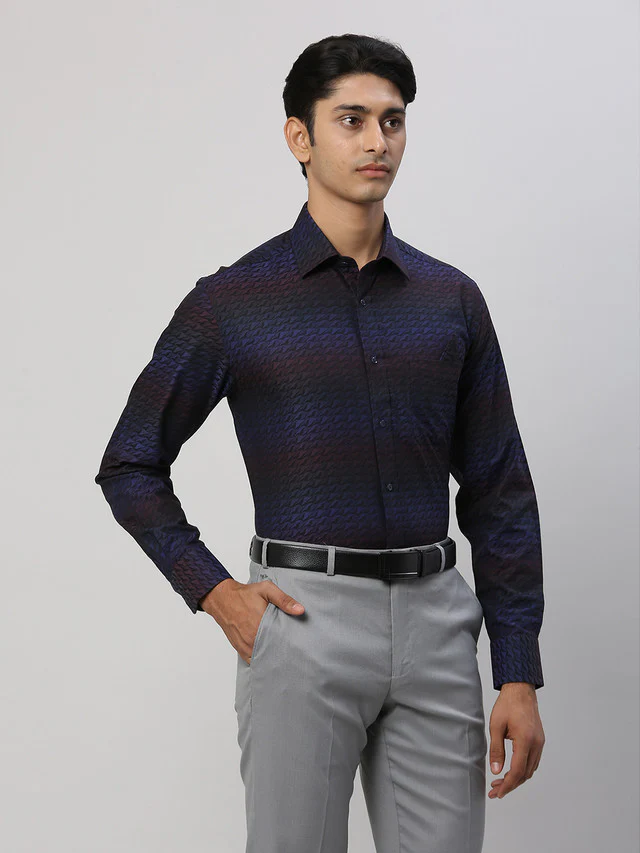 Park Avenue Blue Structure Luxus Fit Cotton Formal Shirt - Image 2