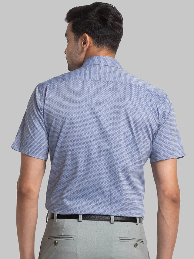 Park Avenue Blue Structure Regular Fit Cotton Formal Shirt - Image 4