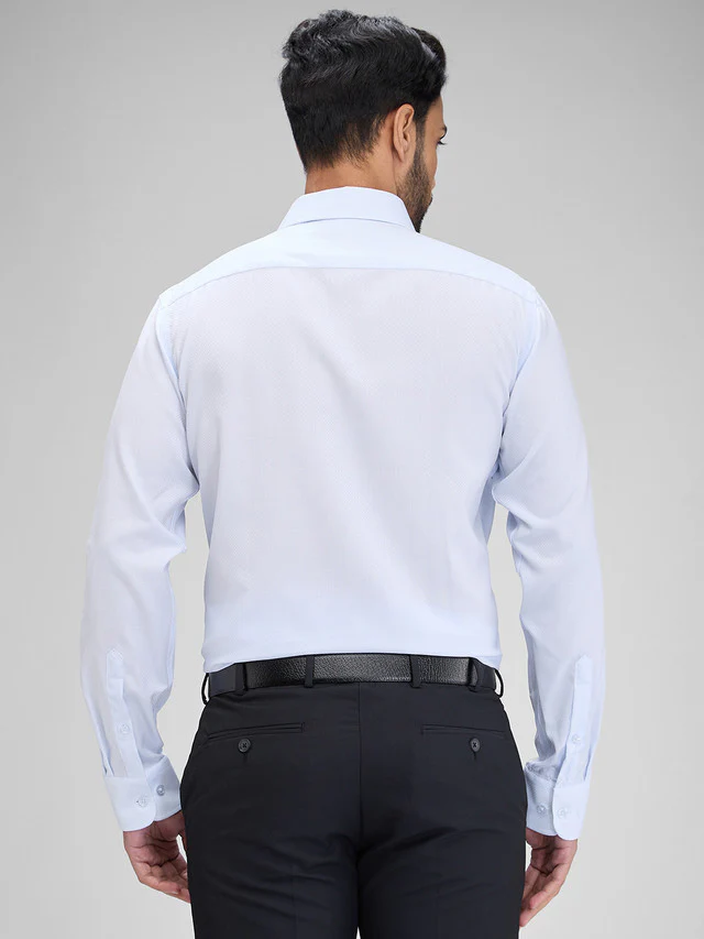 Park Avenue Blue Structure Regular Fit Full Sleeve Cotton Shirt - Image 4