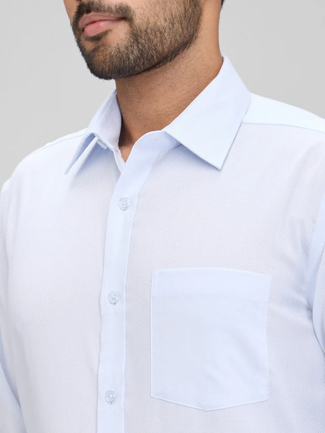 Park Avenue Blue Structure Regular Fit Full Sleeve Cotton Shirt - Image 6