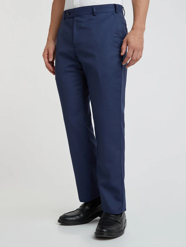 Park Avenue Blue Structure Regular Fit Polyester Blend Trouser - Image 3