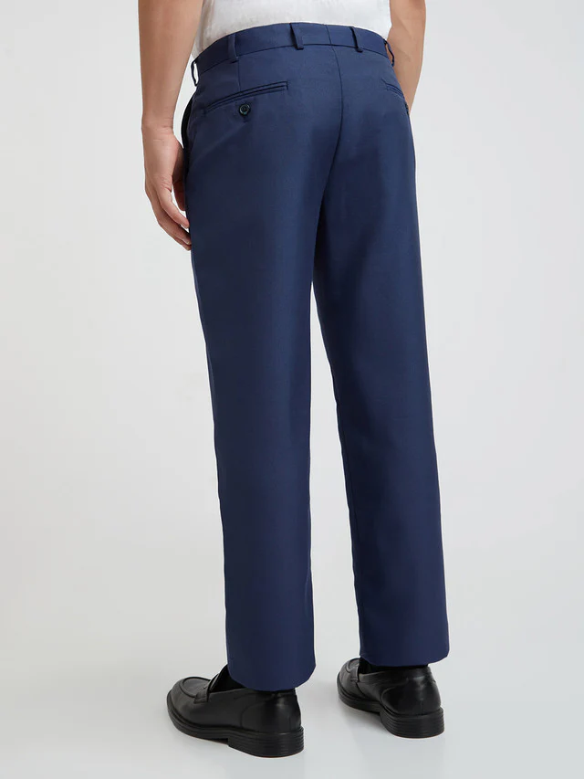 Park Avenue Blue Structure Regular Fit Polyester Blend Trouser - Image 4