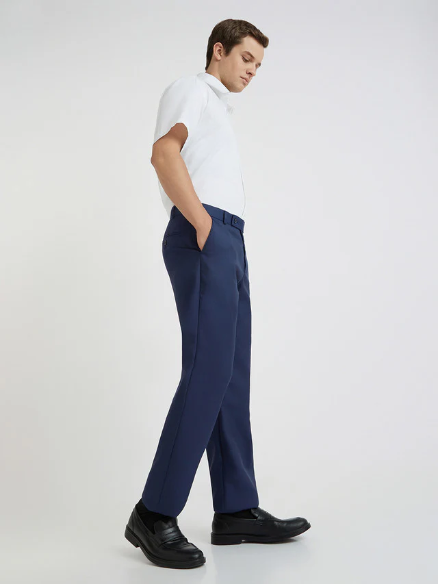 Park Avenue Blue Structure Regular Fit Polyester Blend Trouser - Image 5