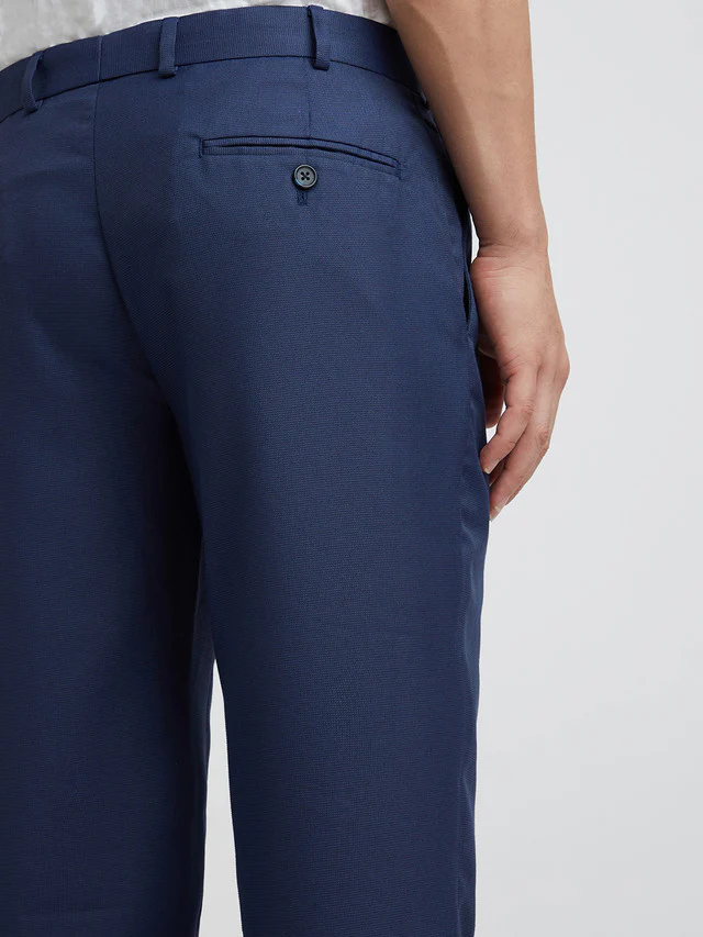 Park Avenue Blue Structure Regular Fit Polyester Blend Trouser - Image 7
