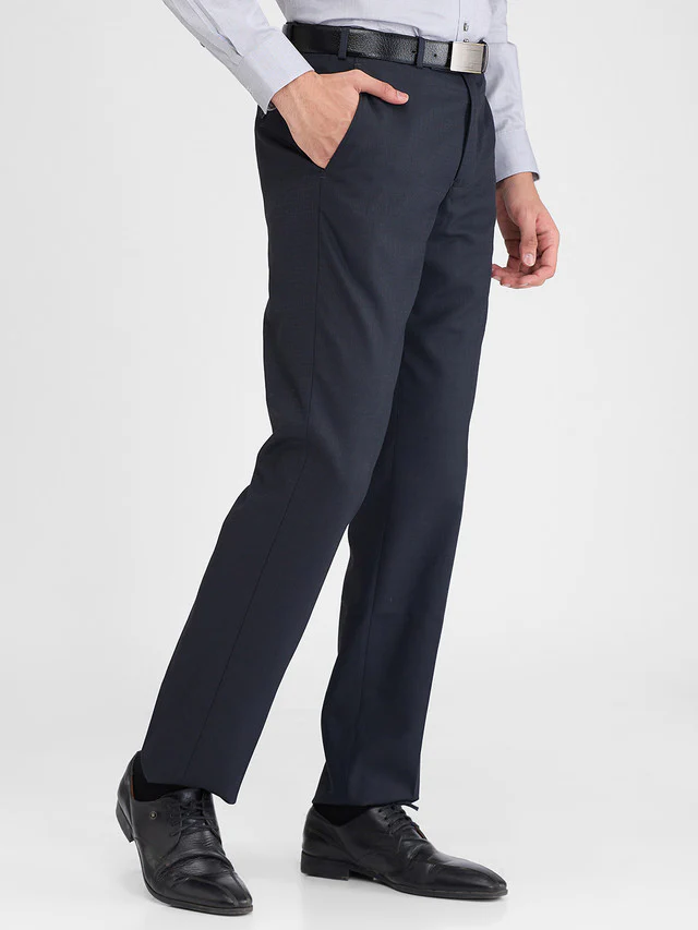 Park Avenue Blue Structure Regular Fit Polyester Blend Trouser - Image 2