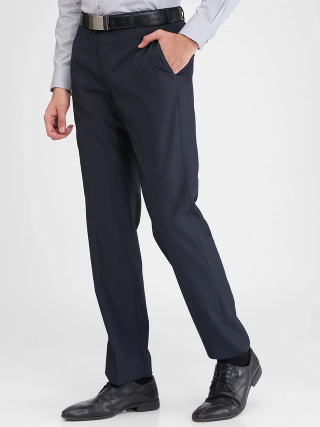 Park Avenue Blue Structure Regular Fit Polyester Blend Trouser - Image 3