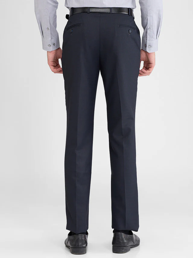 Park Avenue Blue Structure Regular Fit Polyester Blend Trouser - Image 4