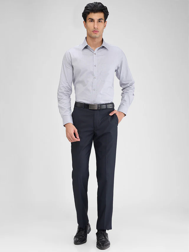 Park Avenue Blue Structure Regular Fit Polyester Blend Trouser - Image 5