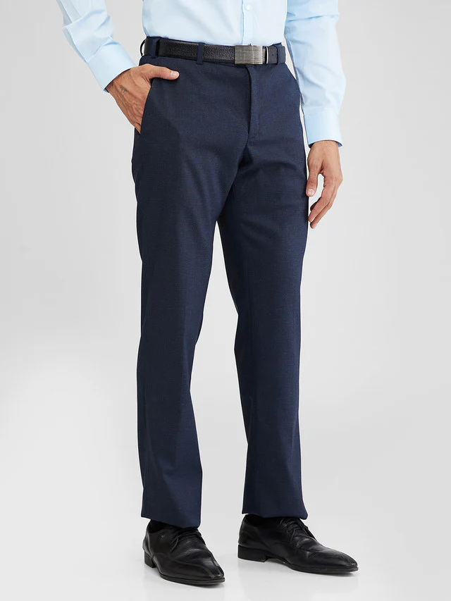 Park Avenue Blue Structure Regular Fit Polyester Blend Trouser - Image 2
