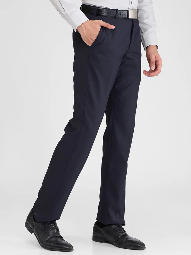 Park Avenue Blue Structure Regular Fit Polyester Blend Trouser - Image 2