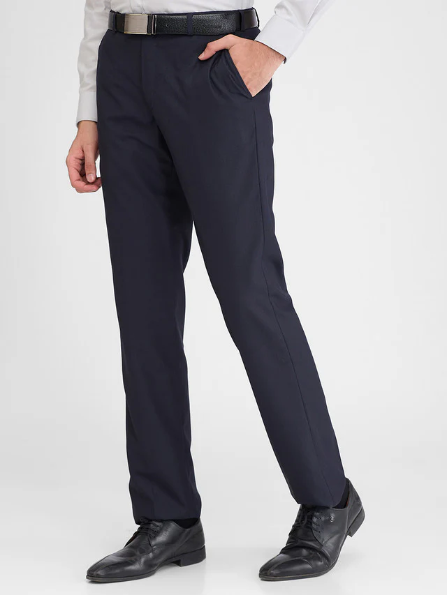 Park Avenue Blue Structure Regular Fit Polyester Blend Trouser - Image 3