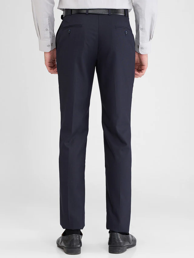 Park Avenue Blue Structure Regular Fit Polyester Blend Trouser - Image 4