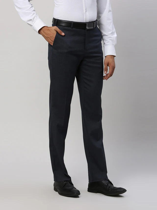Park Avenue Blue Structure Regular Fit Polyester Blend Trouser - Image 2