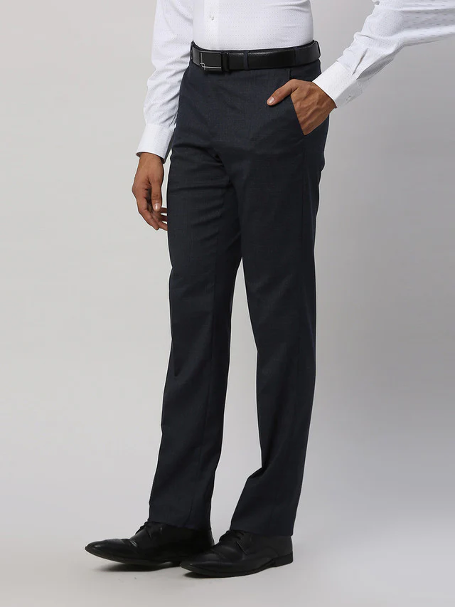 Park Avenue Blue Structure Regular Fit Polyester Blend Trouser - Image 3