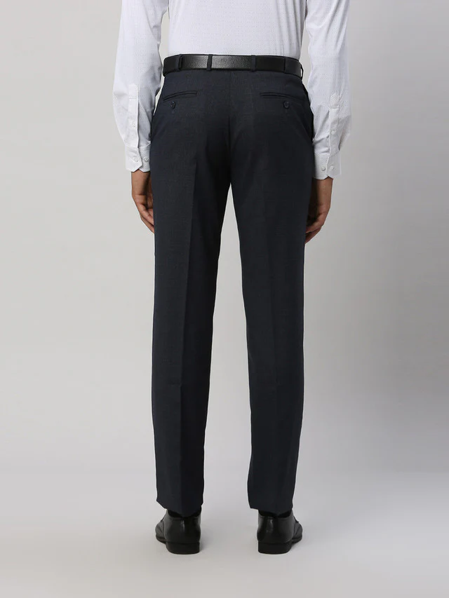Park Avenue Blue Structure Regular Fit Polyester Blend Trouser - Image 5