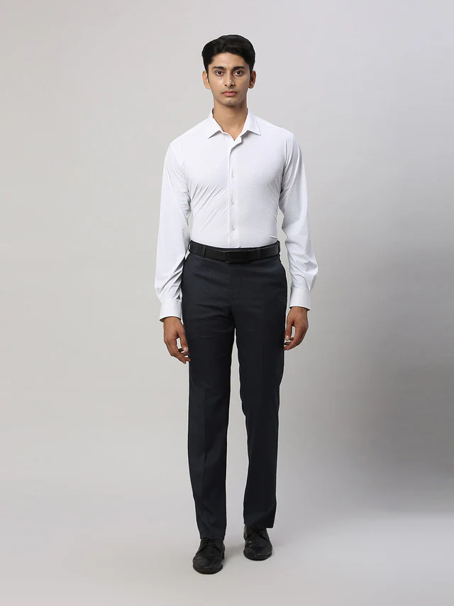 Park Avenue Blue Structure Regular Fit Polyester Blend Trouser - Image 6