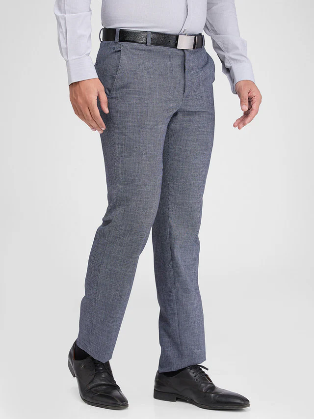 Park Avenue Blue Structure Regular Fit Polyester Blend Trouser - Image 2
