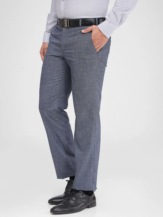Park Avenue Blue Structure Regular Fit Polyester Blend Trouser - Image 3
