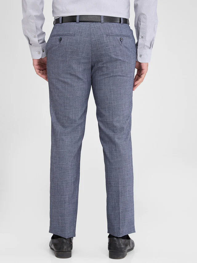 Park Avenue Blue Structure Regular Fit Polyester Blend Trouser - Image 4