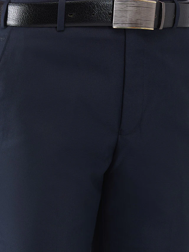 Park Avenue Blue Structure Regular Fit Polyester Blend Trouser - Image 6