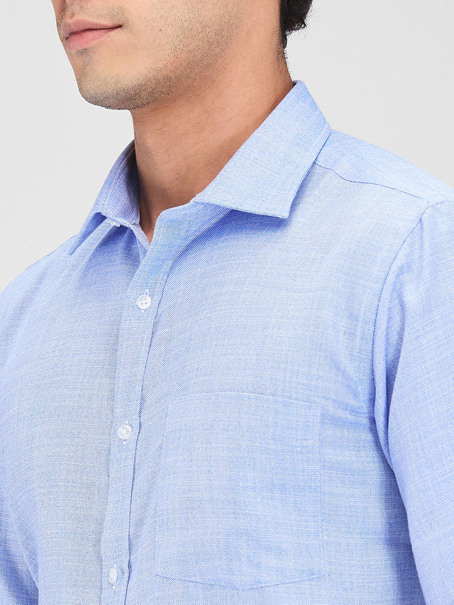Park Avenue Men Blue Slim Fit Structure Formal Shirt - Image 6