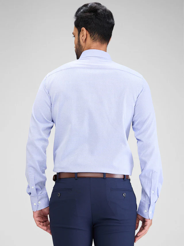 Park Avenue Blue Structure Slim Fit Cotton Formal Shirt - Image 4