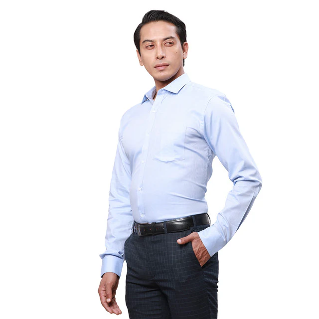 Park Avenue Blue Structure Slim Fit Cotton Formal Shirt - Image 3