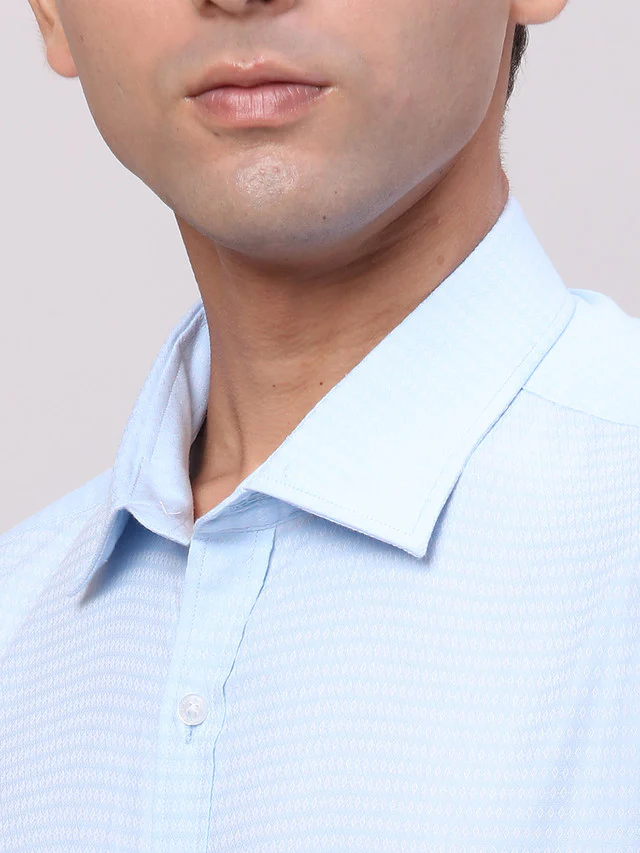 Park Avenue Blue Structure Slim Fit Cotton Formal Shirt - Image 6