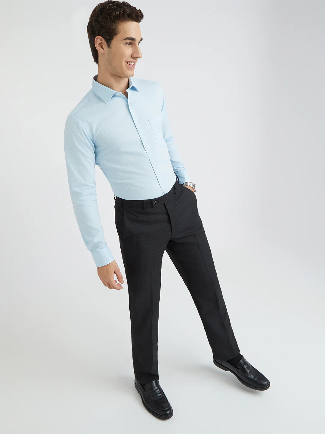 Park Avenue Blue Structure Slim Fit Cotton Formal Shirt - Image 2