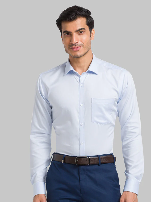 Park Avenue Blue Structure Slim Fit Full Sleeve Cotton Shirt