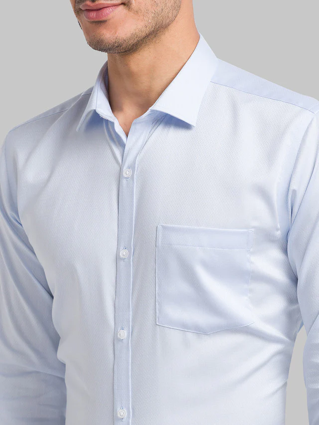 Park Avenue Blue Structure Slim Fit Full Sleeve Cotton Shirt - Image 6