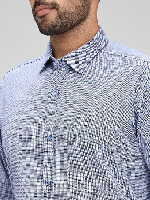 Park Avenue Blue Structure Slim Fit Full Sleeve Cotton Shirt - Image 6