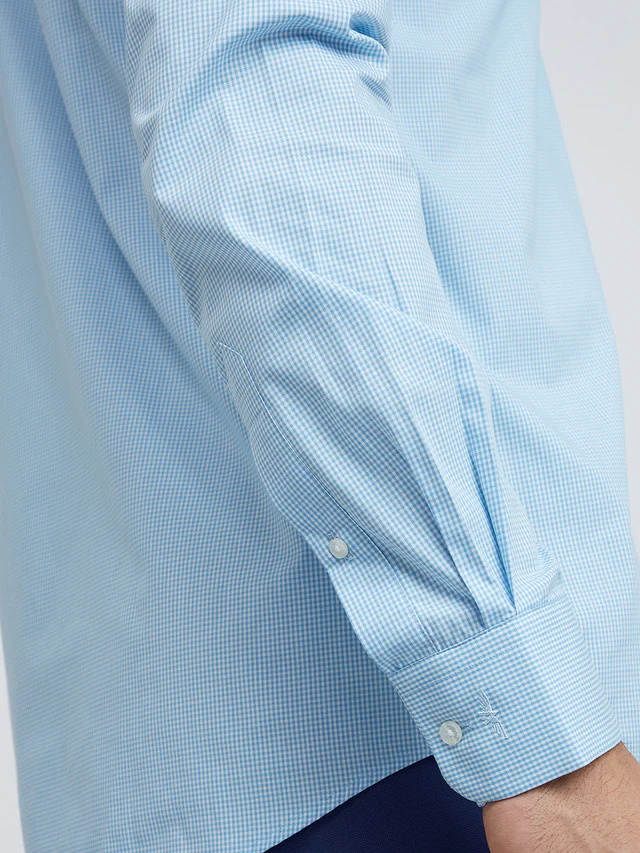 Park Avenue Blue Structure Slim Fit Full Sleeve Cotton Shirt - Image 7