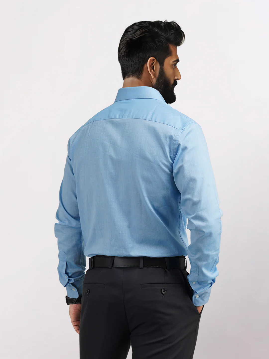 Park Avenue Blue Structure Slim Fit Full Sleeve Cotton Shirt - Image 2