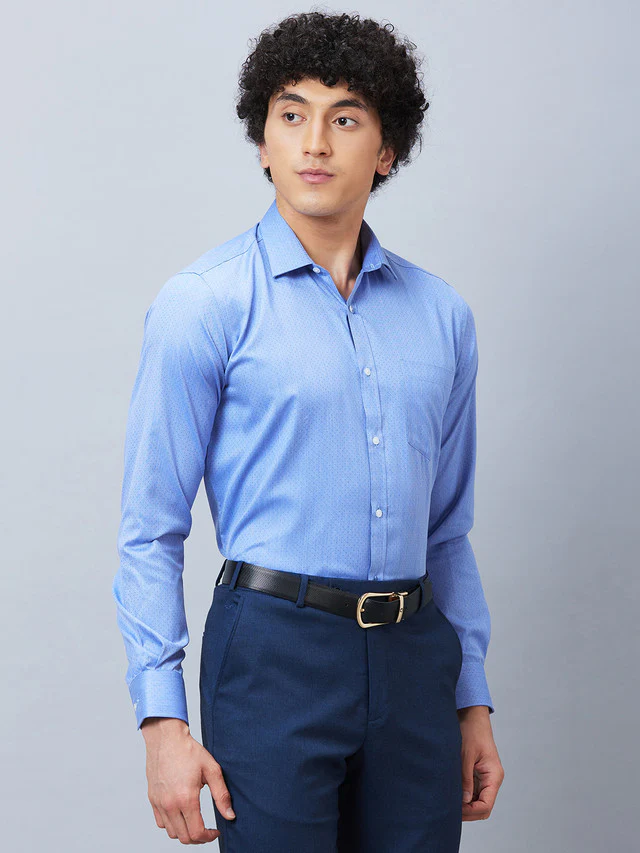 Park Avenue Blue Structure Slim Fit Polyester Blend Formal Shirt - Image 2