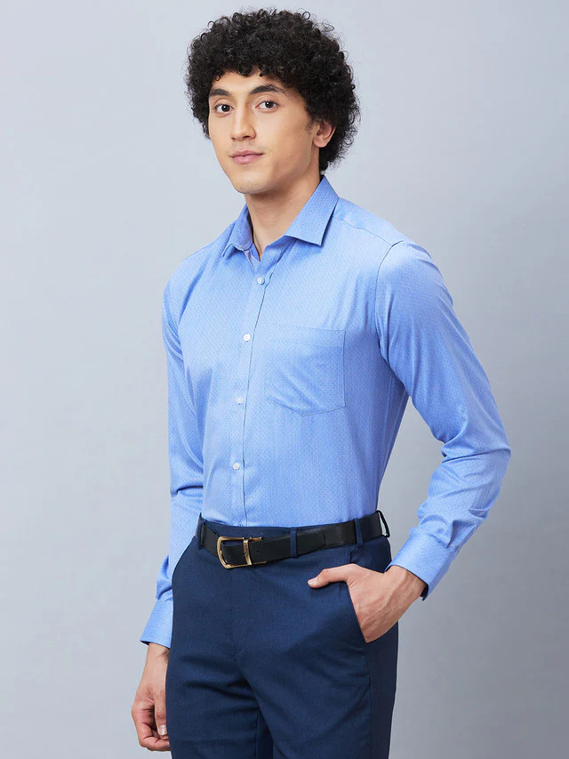 Park Avenue Blue Structure Slim Fit Polyester Blend Formal Shirt - Image 3