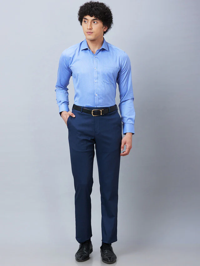 Park Avenue Blue Structure Slim Fit Polyester Blend Formal Shirt - Image 6